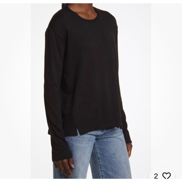 Rag & Bone $195 The Knit Long Sleeve Tee Crew Neck Black M NEW - Picture 1 of 7